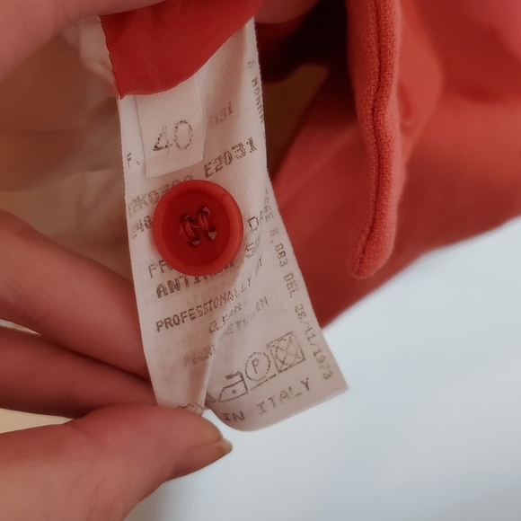 VINTAGE Emporio Armani 80's Coral and Pink Tie-Back Wool Vest Sz 40IT / US 4 - Picture 10 of 11